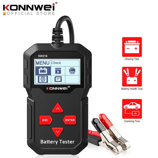 Nuovi strumenti diagnostici KONNWEI KW210 Tester batteria per auto automatico intelligente 12V Analizzatore batteria auto da 100 a 2000CCA Tester batteria per auto a gomito