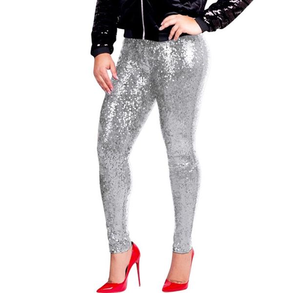 

women's pants & capris women plus size shiny sequin slim leggings ladies clubwear trousers leisure personality early spring 2021 trend, Black;white