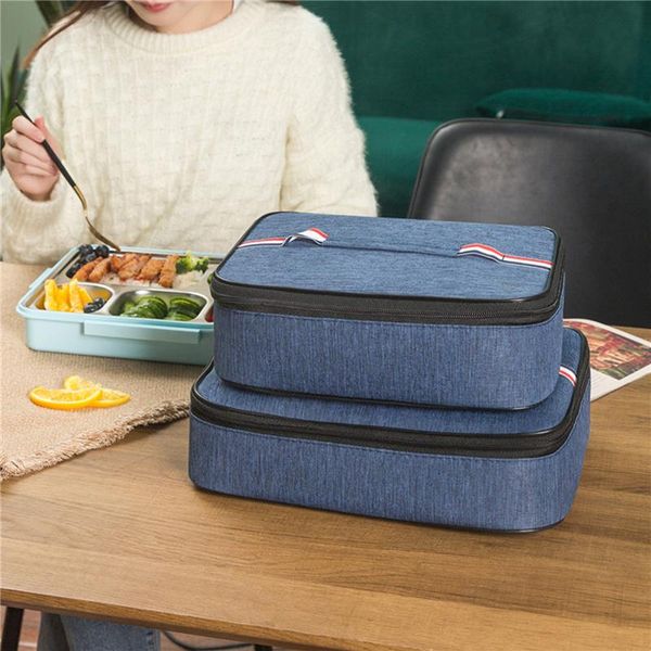 

lunch bag, square flat style with smooth double zipper insulation function portable storage box bags