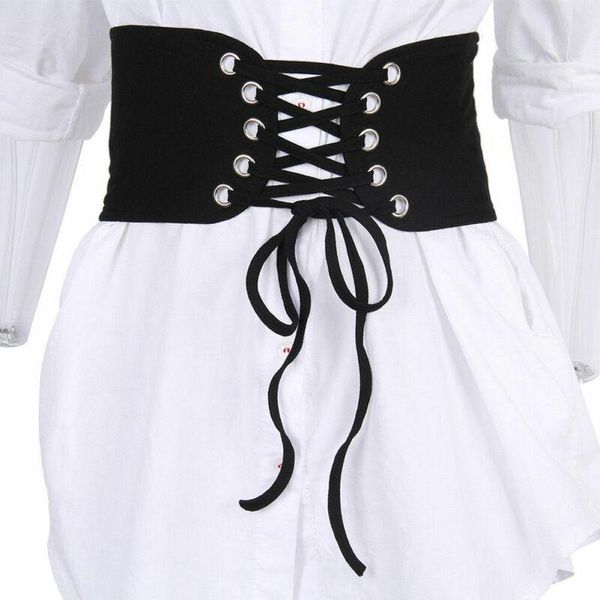 

belts fashion women's vintage lace up stretch waist belt wide elastic corset waistband slim fit unique elegant accessories, Black;brown