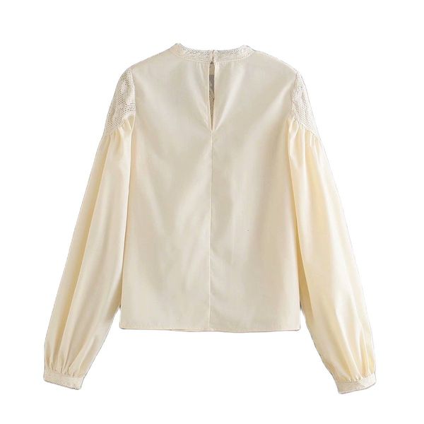 

t shirt springtime new style women fashion elegant long sleeves embroidered t-shirt vintage hollow leisure chic female, White