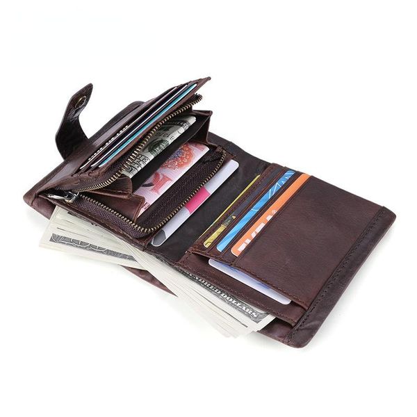 

wallets men's wallet cross border business fashion leather multi card retro rfid, Red;black