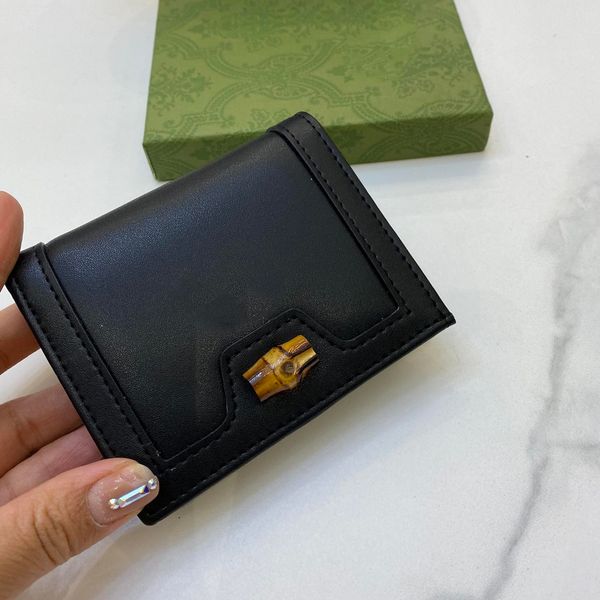 

2021 women wallet short purse card holder coin purses designer wallets big brand made of original leather bamboo decoration, Brown;gray