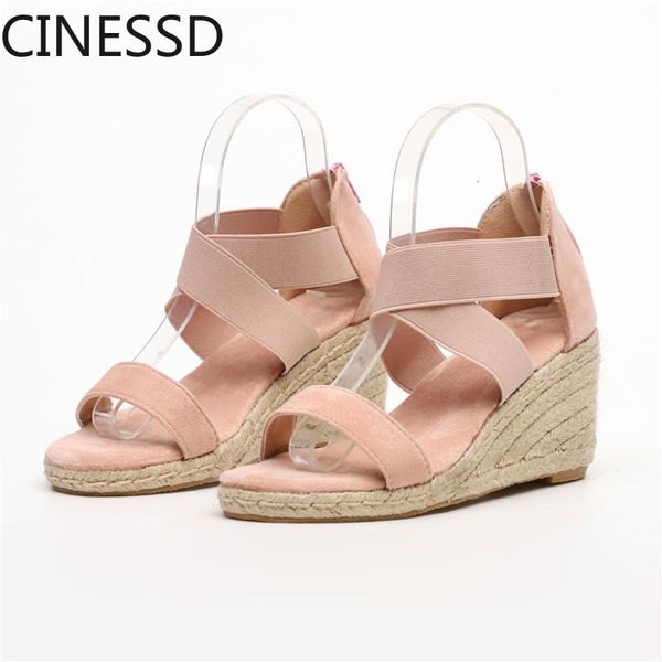 

sandals european and american large size explosion models summer high-heeled wedge heel elastic band roman yhkm, Black