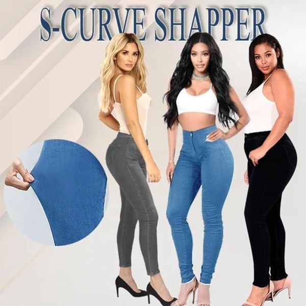 

high waist tummy booty slimming bulift plus-size denim jeans women sub sale women's, Blue