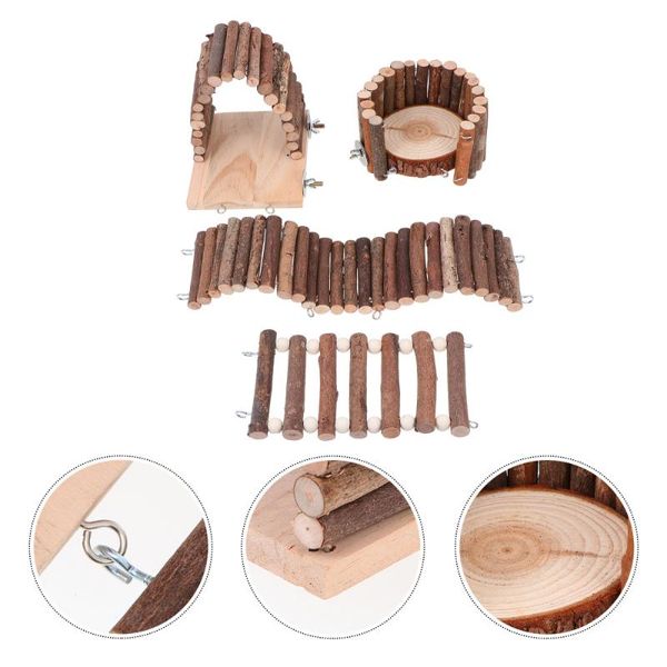 

small animal supplies 1 set/4pcs hamster wooden climbing ladder cage bridge