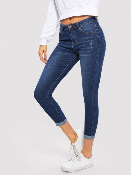

bleach wash high stretch skinny jeans a62i#, Blue