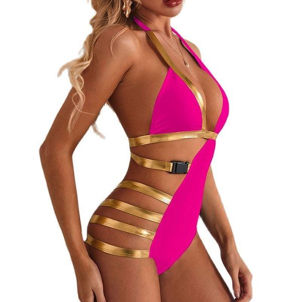 

one-piece suits 2021 one piece swimsuit women's bodysuit cut out halter backless monokini swimwear bathing suit bather lady