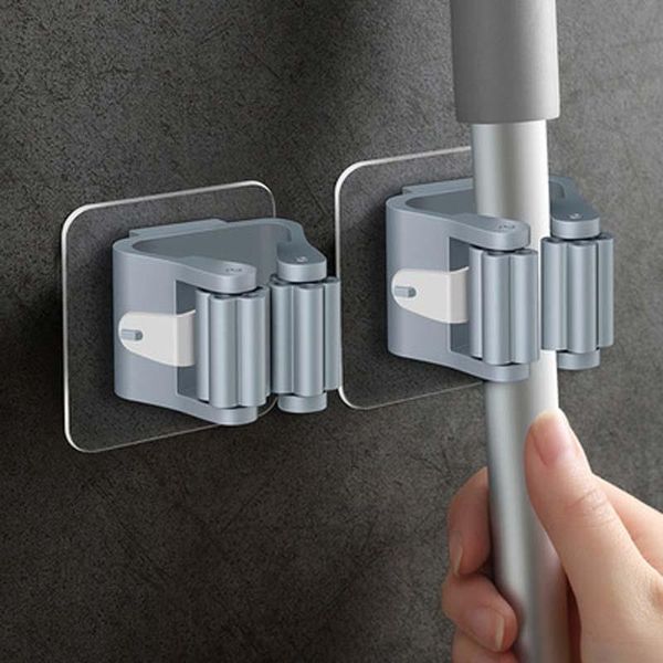 

hooks & rails punch strong viscose wall hanging household seamless storage mop clip bathroom holder hook