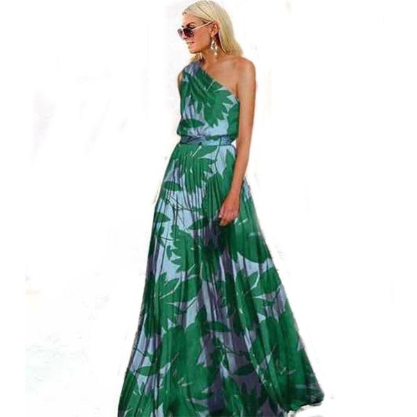 

casual dresses 2021 long summer women dress patchwork bohemia harajuku leaf stitching strapless print pleated maxi 502, Black;gray