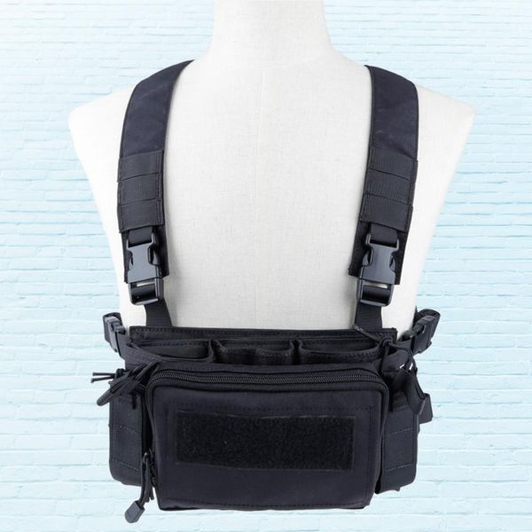 

hunting jackets breathable chest vest rig multipurpose molle with multi-pockets bag fighting load carrier for cs game paintbal, Camo;black