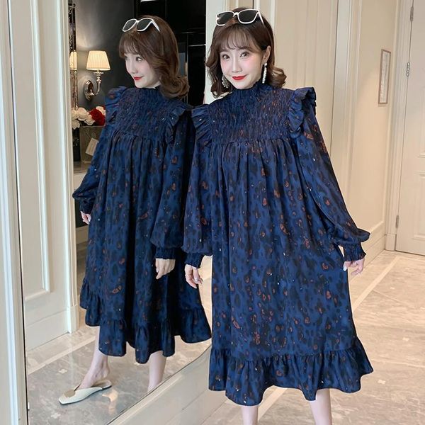 

maternity dresses 9605# clothes spring autumn long sleeves solid color loose stylish dress for pregnant women mom, White