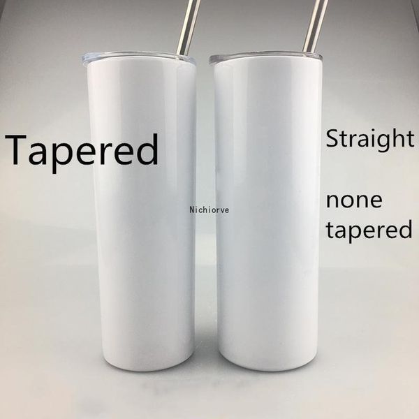 

Factory Direct 2021 20oz Sublimation Skinny Tumblers Blanks Stainless Steel Tapered Straight Tumblers Cups Water Bottles Coffee Mug DIY can, White