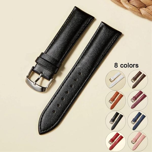 

watch bands calfskin genuine leather strap band 14mm/16mm/18mm/20mm/22mm watchbands women men, Black;brown