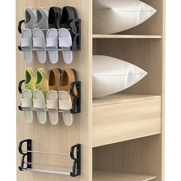 

clothing & wardrobe storage nhbr 3pcs wall mounted shoes rack 3pack with sticky hanging mounts holder organizer shelf door shoe hangers