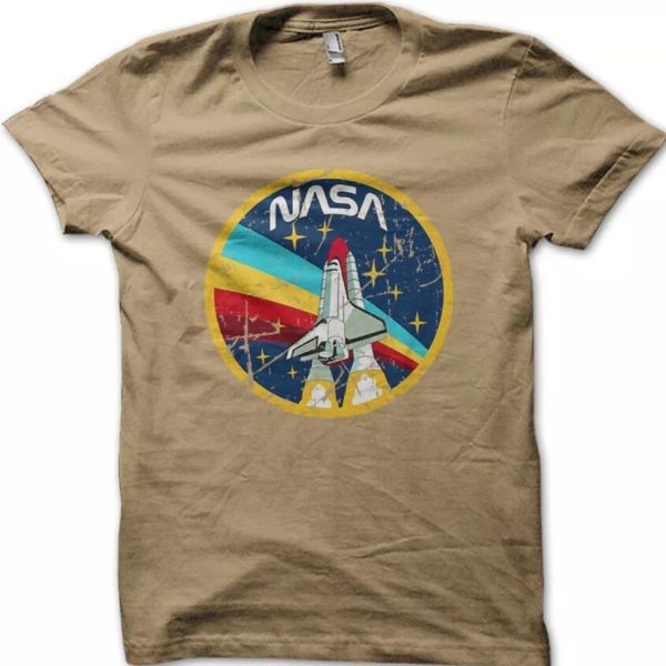 

nasa badge space agency logo vintage printed cotton t-shirt 9015, White;black