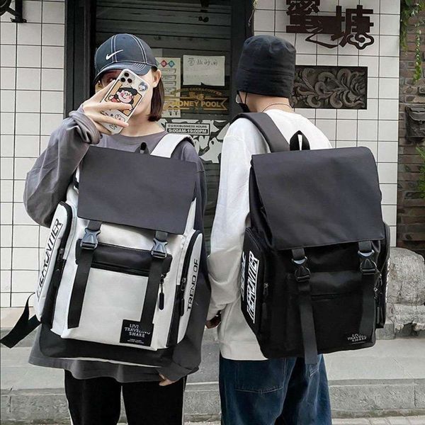 

designer backpack school bagbackpack large couples black multi-pocket hasp schoolbag high capacity students bookbag man female travel sport