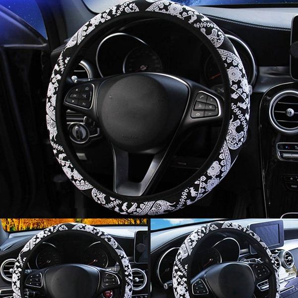 

steering wheel covers car suitable for 37-38cm elephant print decoration breathable anti-slip cover