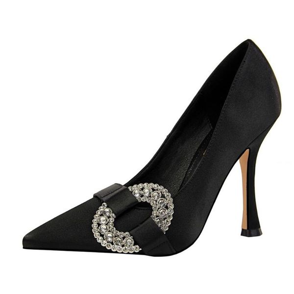 

dress shoes 219 european and american fashion ultra high heel glass with satin shallow mouth pointed slimming rhinestone women's, Black