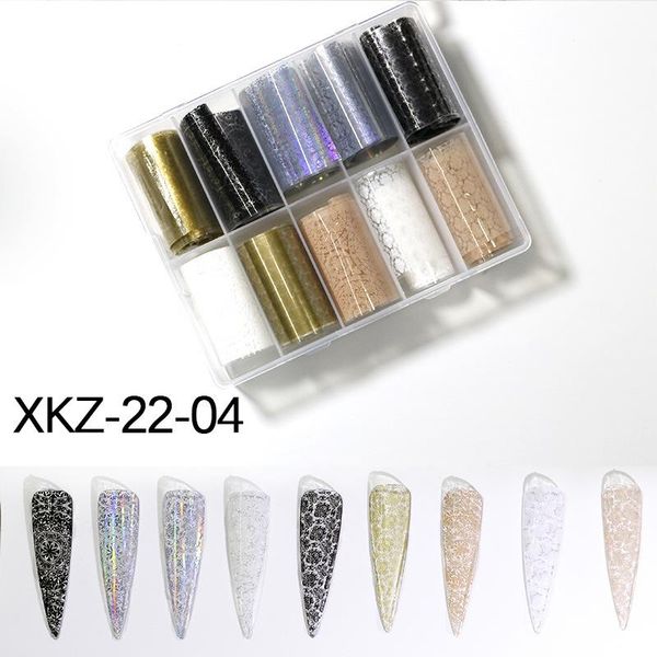 

nail art kits 10pcs/box spring summer laser foil blossoming transparent floral stickers butterfly flowers green leaves