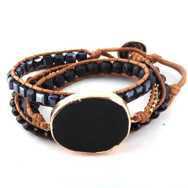 

tennis fashion beautiful mixed natural stones crystal stone charm 3 strands wrap bracelets for drop shippers, Golden;silver