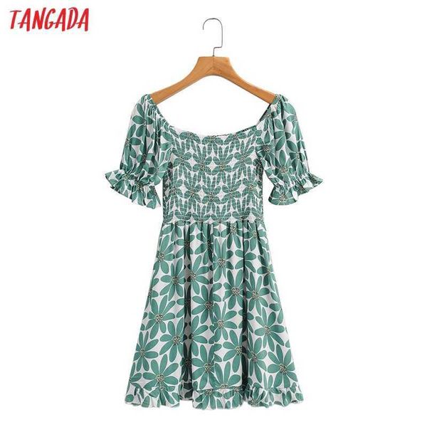 

tangada women floral print romantic dress off shoulder short sleeve females mini dresses vestidos 1f215 210609, Black;gray