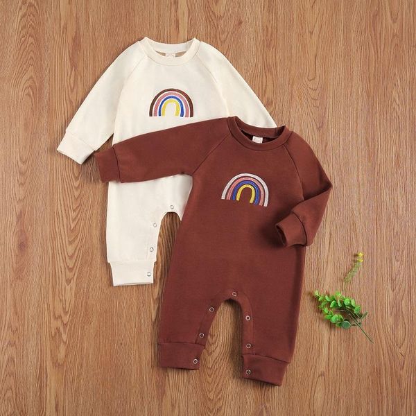 

jumpsuits 0-18m born baby boy girl long sleeve rainbow cotton romper jumpsuit clothes, Blue