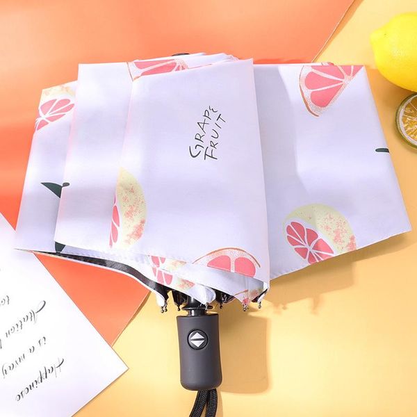 

umbrellas fruit automatic umbrella female rain or shine folding sun protection uv