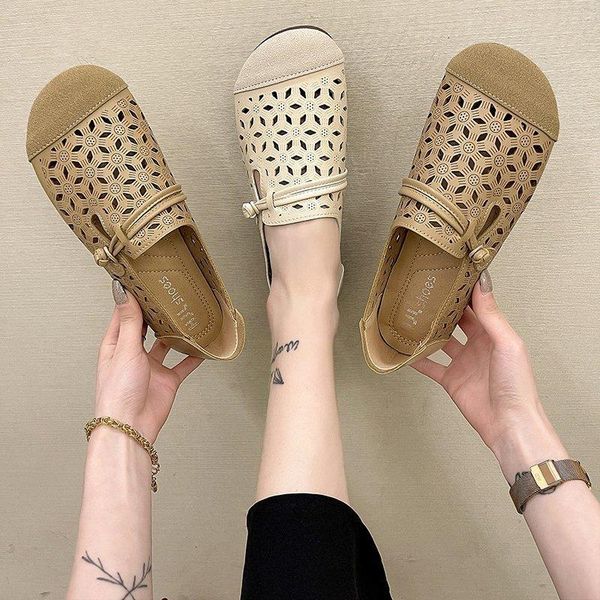 

sandals 2021 summer women shoes square toe hollow comfortable lightweight low heel flat single fashion breathable sneakers, Black