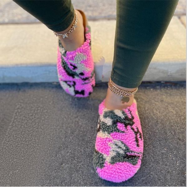 

slippers 2021 autumn style women's plush fashion printing shoes comfortable outdoor casual plus size 43, Black