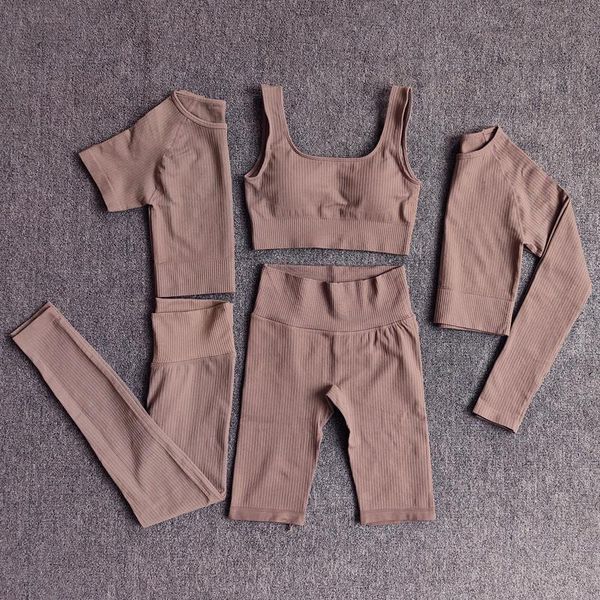 

yoga outfit set seamless women's sportswear workout clothes athletic wear gym legging fitness bra crop long sleeve sports suits