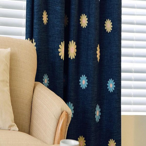 

curtain & drapes pastoral style embroidered japanese and korean sun flower printed jacquard curtains for living room bedroom