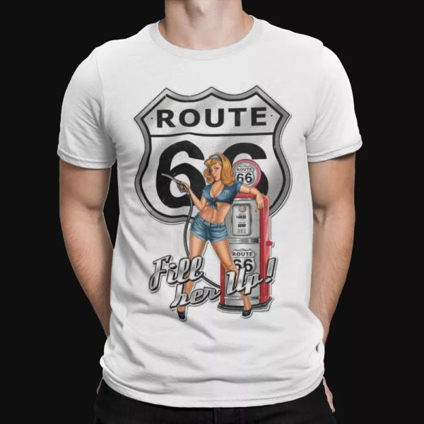 

route 66 t-shirt america cafe racer rod easy rider tee movie film garage, White;black