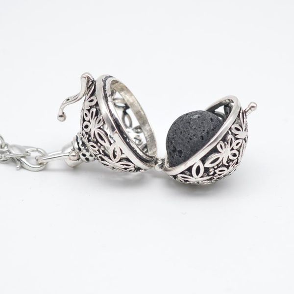 

pendant necklaces 5pcs trendy mexico balls with lava jewelry flower essential oil diffuser lockets necklace mom's gift xsh-97, Silver