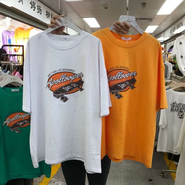 

women's t-shirt t shirt short 2021 summer dress korean version ins fashion harajuku bf loose and versatile half sleeve t33h, White