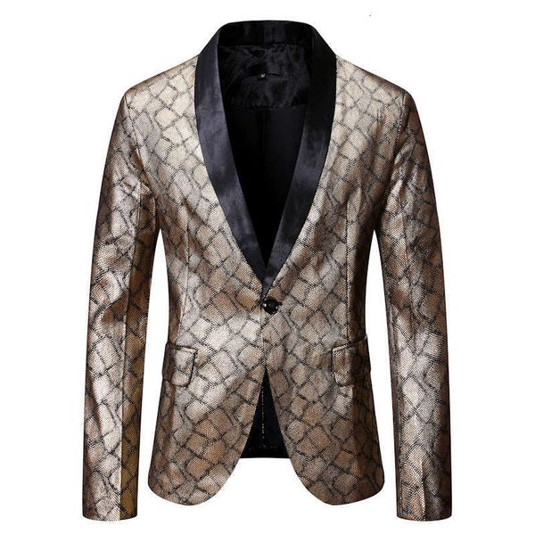 

suits & men's blazers casual gold flower single suit in autumn, White;black