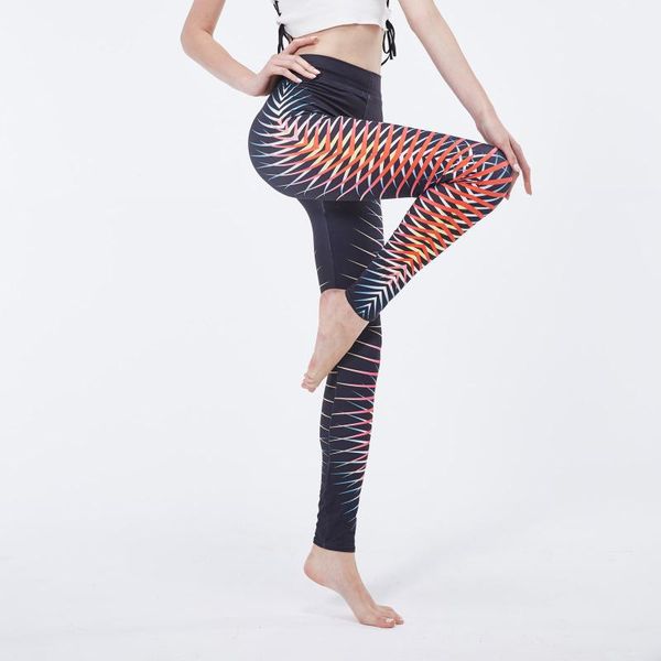 

women pants digital hip lifting sports leggings printeded female running high waist tight trouser women's, Black