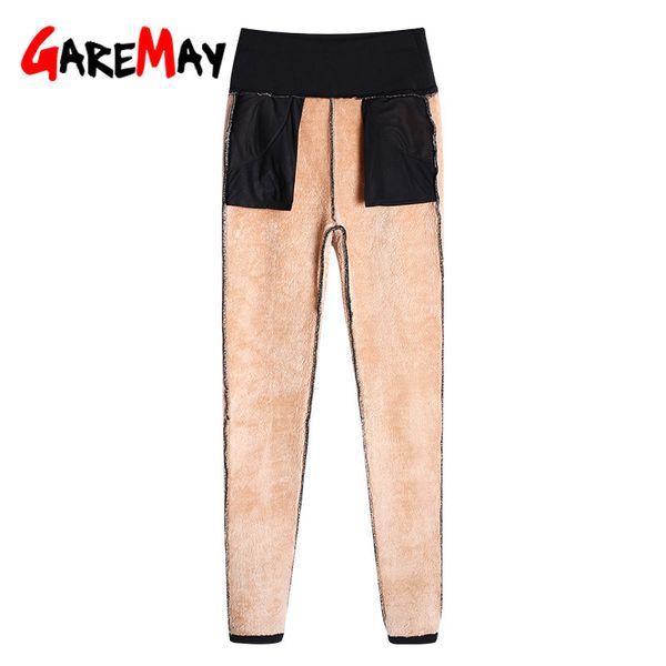 

winter warm pants for women high waisted black women's fleece cashmere trousers casual stretch skinny pencil pants female 210428, Black;white