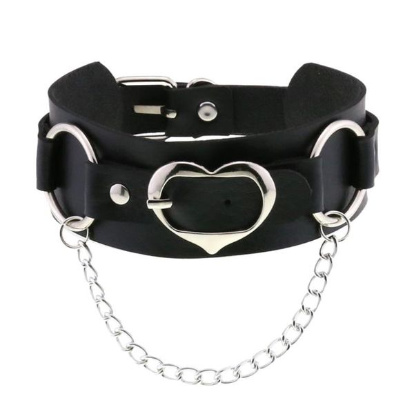 

pendant necklaces 1pc punk pu leather collar necklace neck chain fashion jewelry (black), Silver