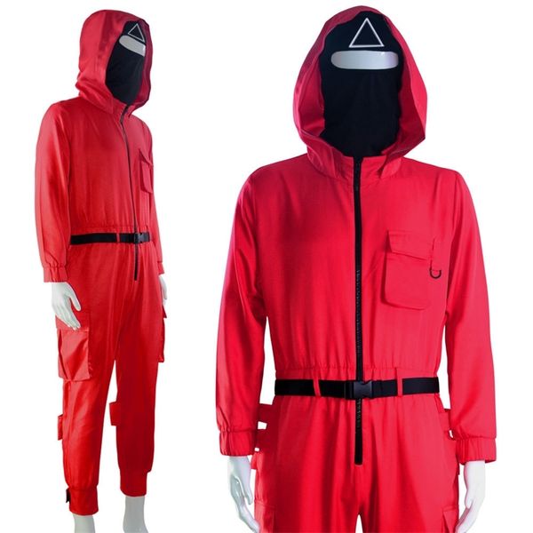 

squid cos costume squid game halloween children cosplay jumpsuit costume, Black;red