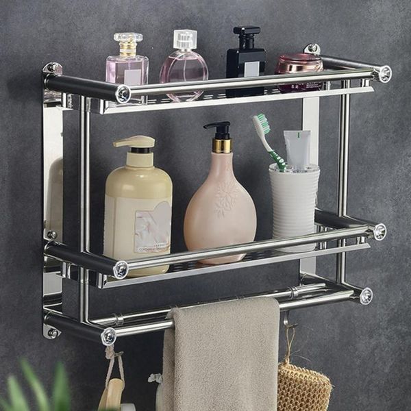 

hooks & rails kitchen bathroom shower stainless steel storage shelf rack wall mounted organizer basket spice shelves