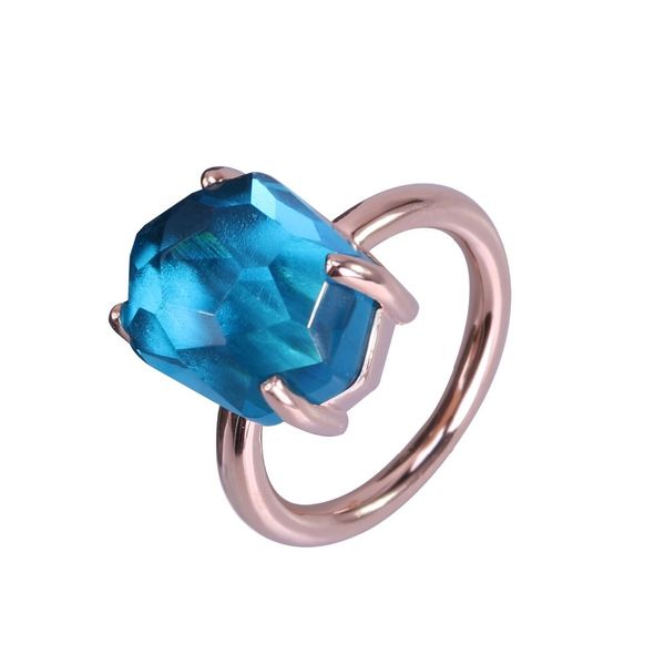 2021 Мода и смешные из нерегулярного геометрического интерфейса океан голубое кристалл розовое золото цветное кольцо романтические праздничные подарки
