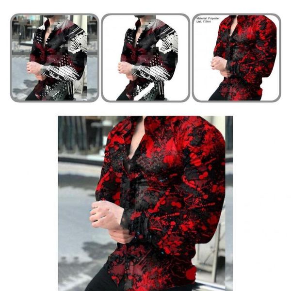 

men's casual shirts spring shirt great fit digital printing gradient autumn for work men, White;black