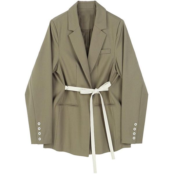 

women's suits & blazers [ewq] korea chic casual trend women solid color lapel tie coat fashion simple long-sleeved blazer autumn 2021 1, White;black