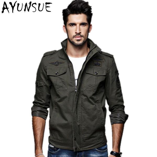 

men's jackets ayunsue cotton bomber men 2021 casaco masculino spring jacket male coats veste homme printemps plus size 6xl fyy557, Black;brown