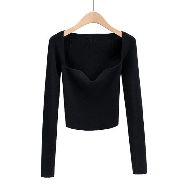 

2021 autumn women solid thin sweater long sleeve elegant office lady knitted jumper 4p2, White;black