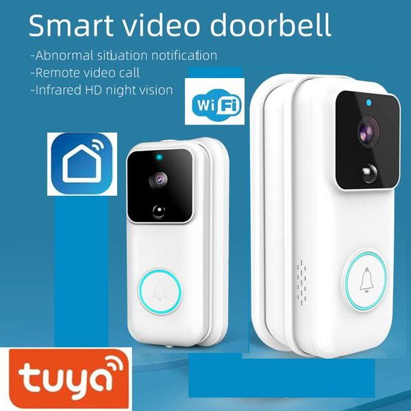 

tuya b60 smart wifi video door chime 720p wireless intercom fir alarm doorbell ir night vision camera remote control doorbells