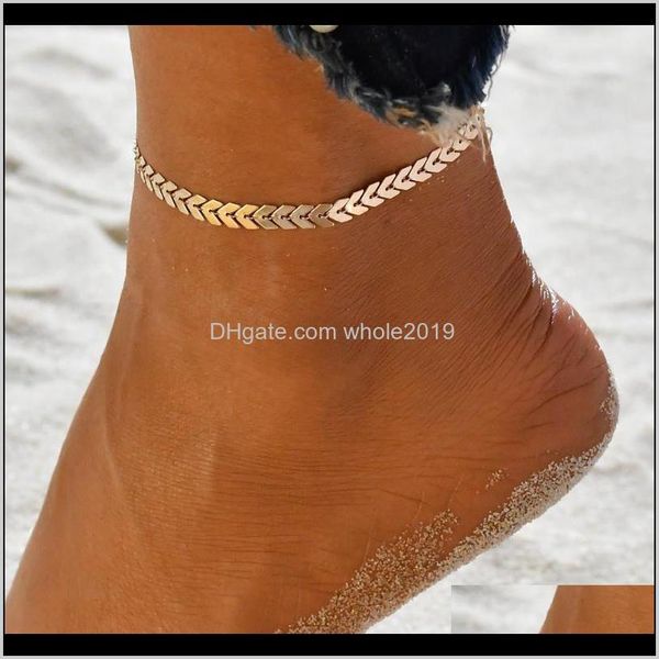

drop delivery 2021 trendy arrow anklet for wome vintage yoga leg bracelet beach summer style female barefoot chain jewelry anklets btsbw, Red;blue