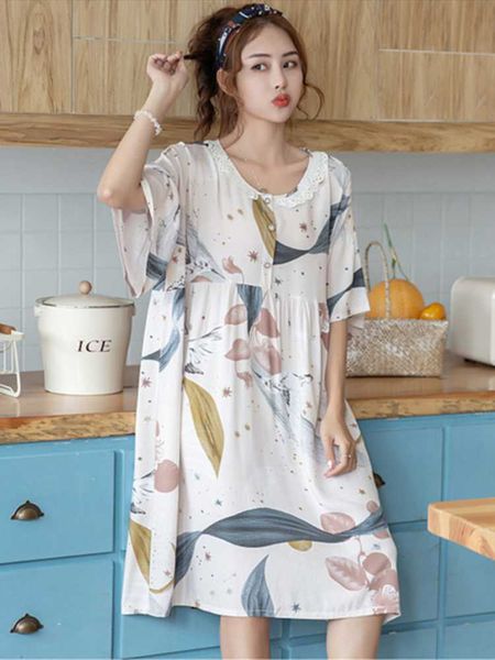 

women's sleepwear summer cotton nightdress female loose plus size nightgown 100kg pregnant women can wear artificial, Black;red