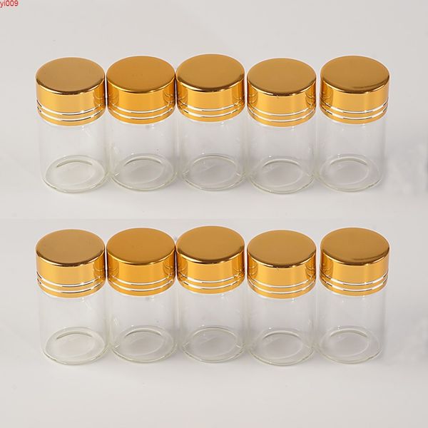 50 pcs 6ml frascos de vidro parafuso de plástico tampa dourada vazia transparente transparente líquido recipiente de presente desejando jarsjars